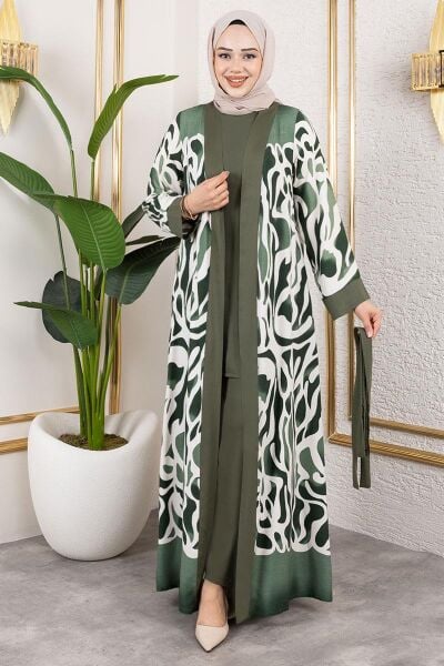 Desenli Üçlü Viskon Takım