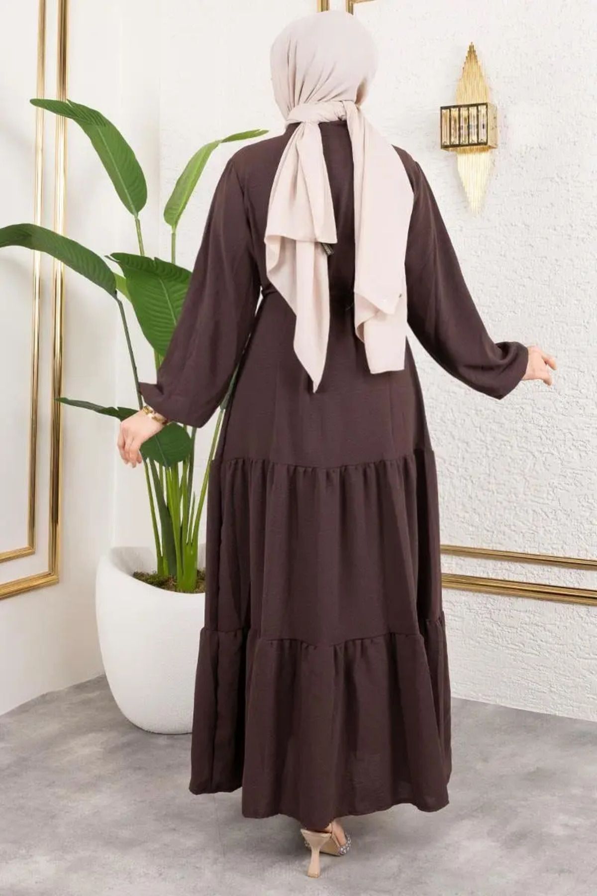 Afra Bağcık Detaylı Elbise KAHVERENGİ