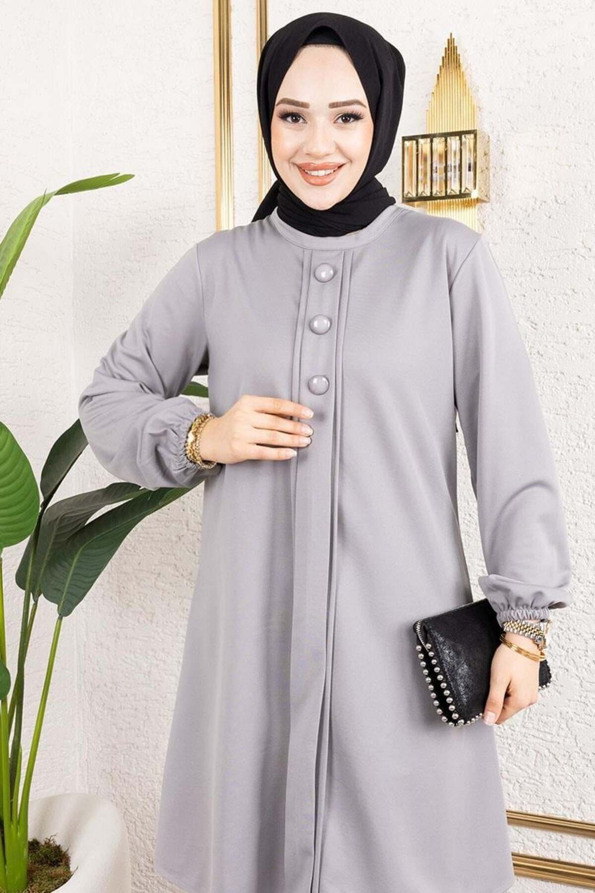 Düğme Detaylı Tesettür Takım