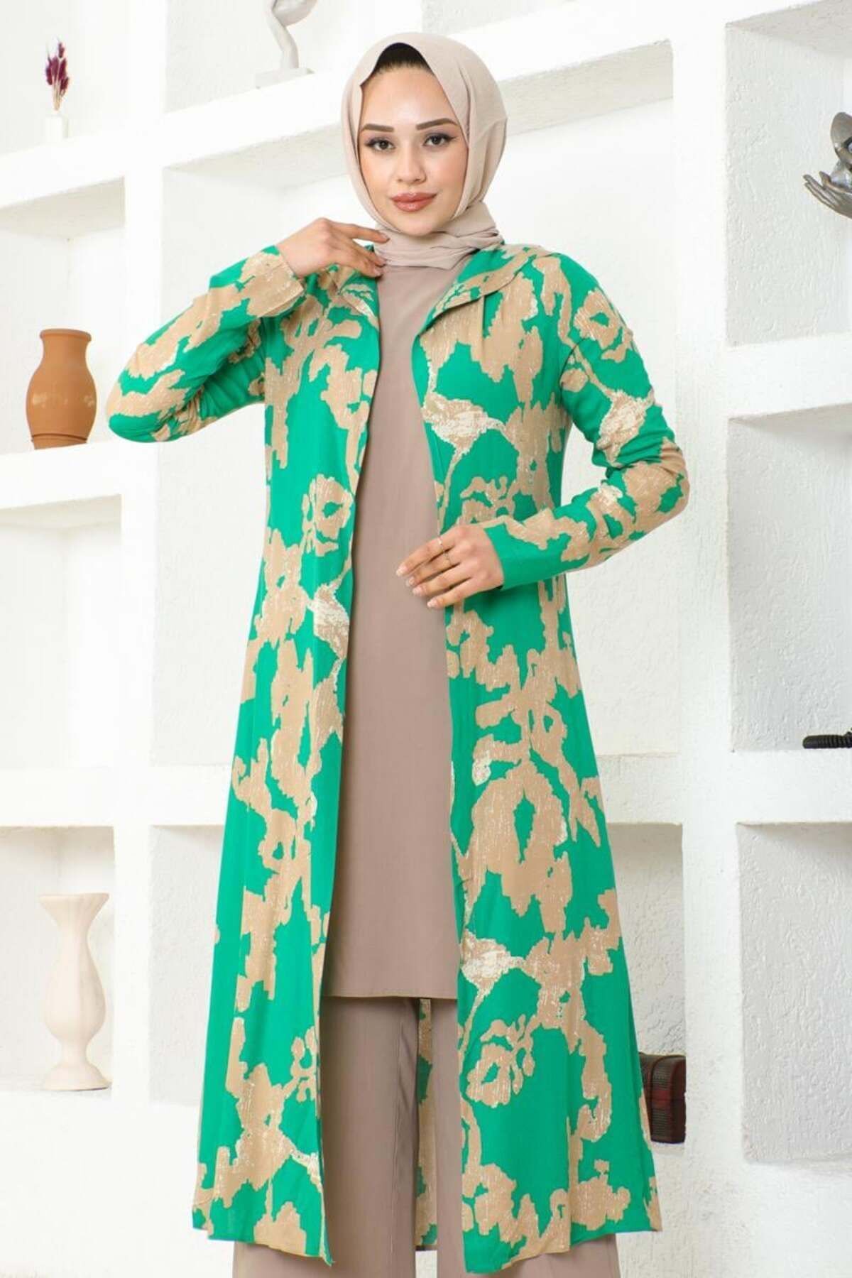 Desenli Üçlü Takım  YEŞİL