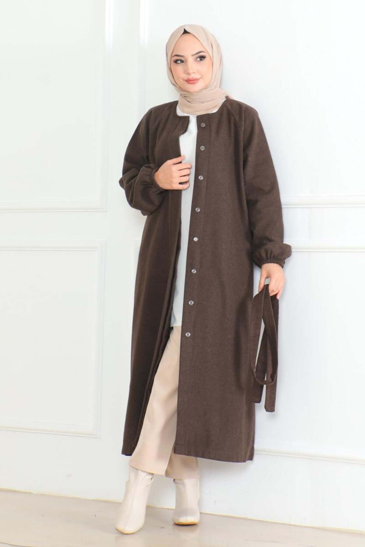 Tesettür Kaşe Kap  KAHVERENGİ