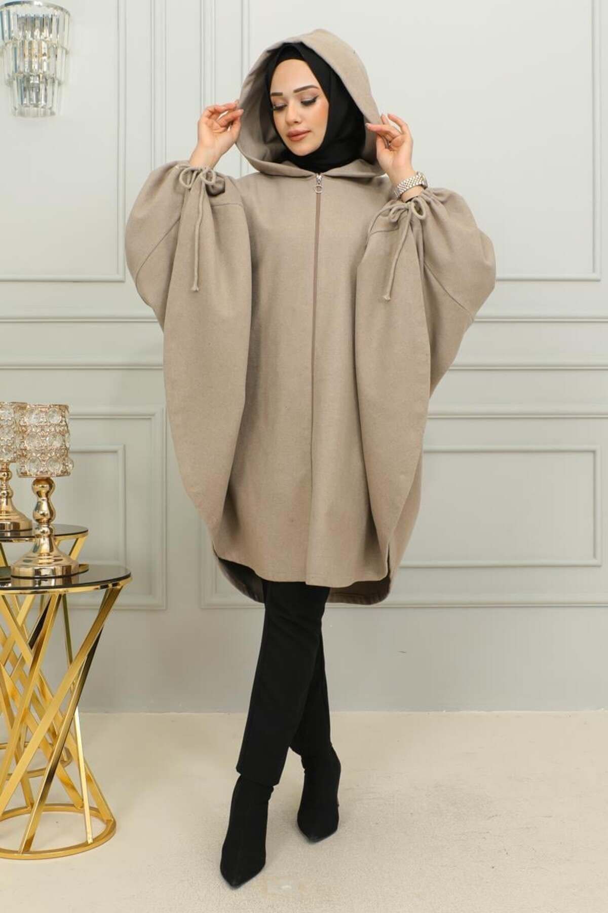 Kapüşonlu Tesettür Panço