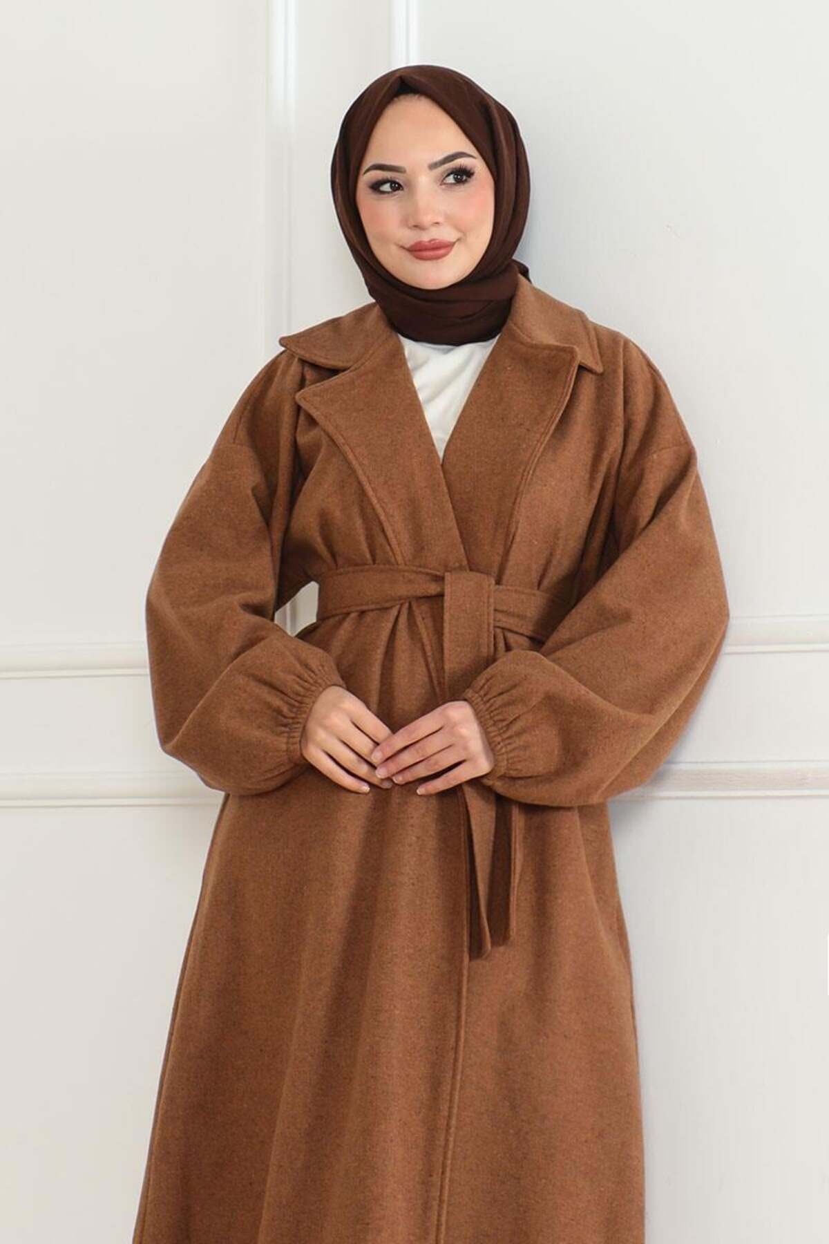 Kruvaze Yakalı Kaşe Kaban TABA