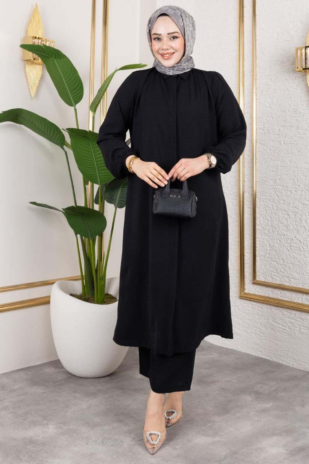 Uzun Tunikli Aerobin Takım SİYAH