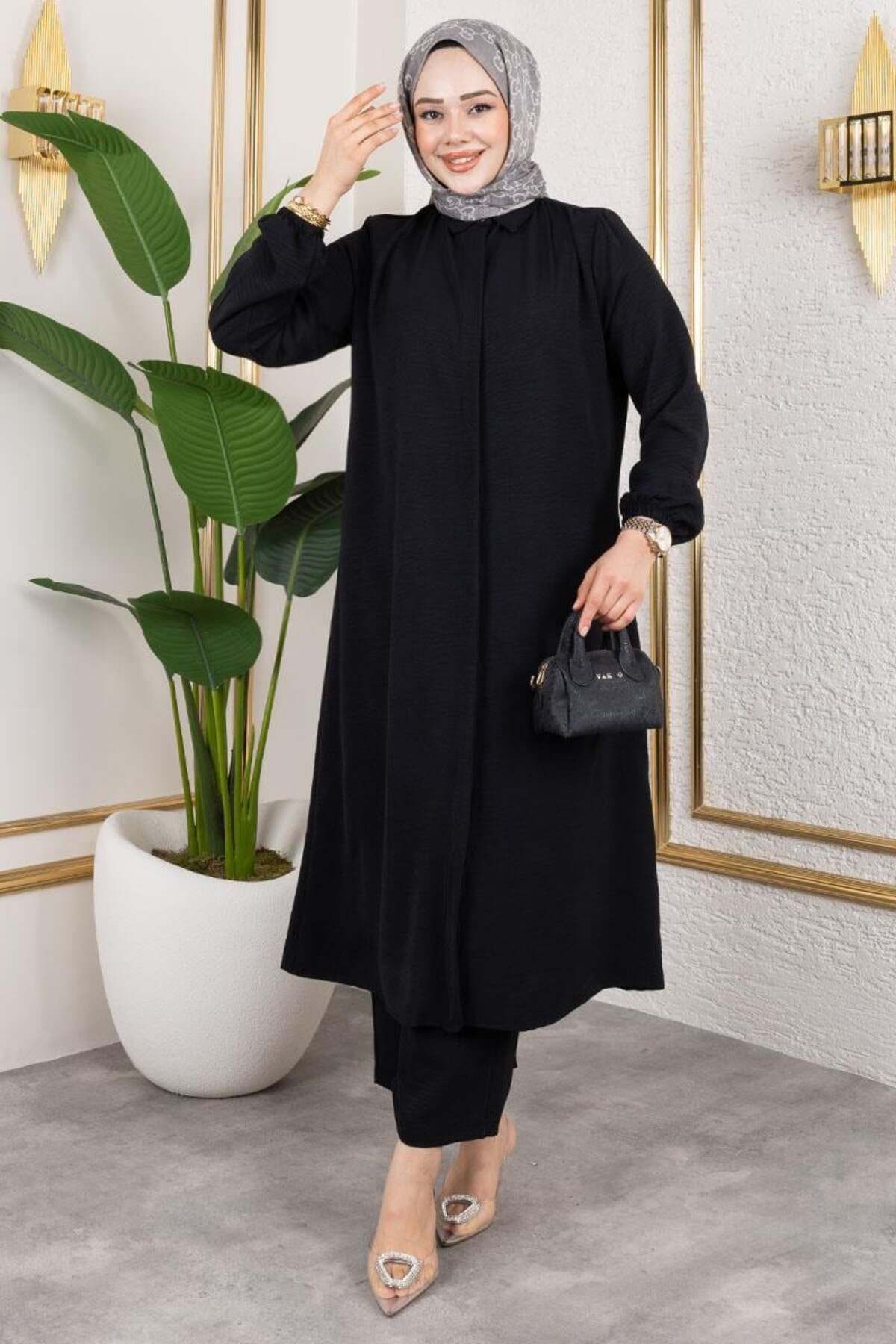 Uzun Tunikli Aerobin Takım SİYAH