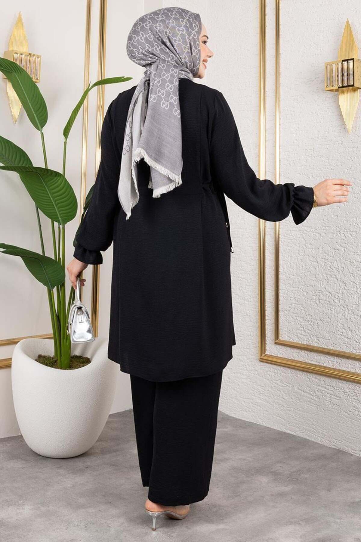 Yanları Bağcıklı Aerobin Takım SİYAH - SİYAH - 3