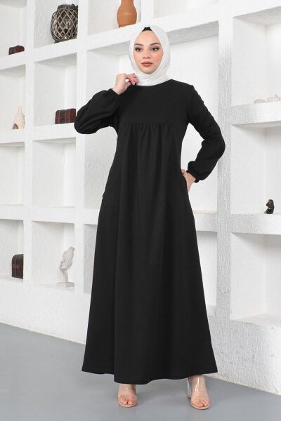 Balon Kol Spor Elbise Siyah