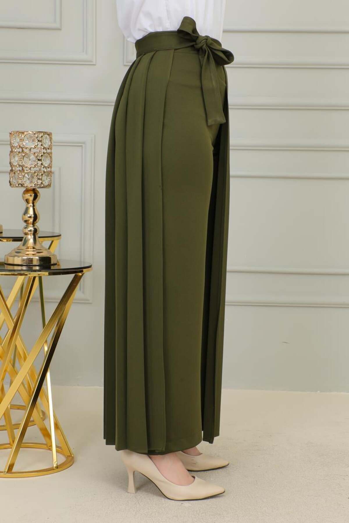 Piliseli Pantolon Etek HAKİ