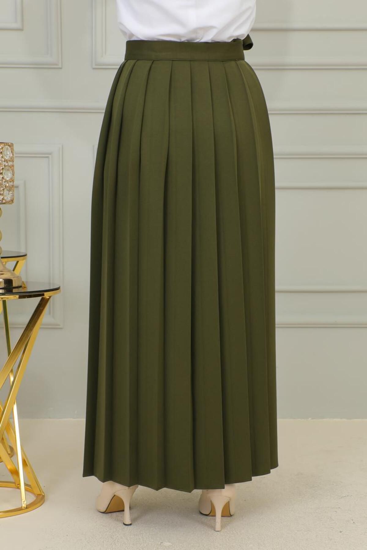 Piliseli Pantolon Etek HAKİ