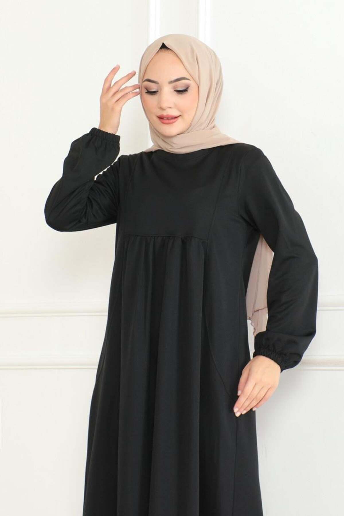 Önden Büzgülü Rahat Elbise