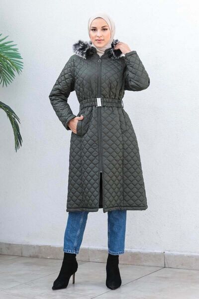 Kapitone Kadın Şişme Mont Haki