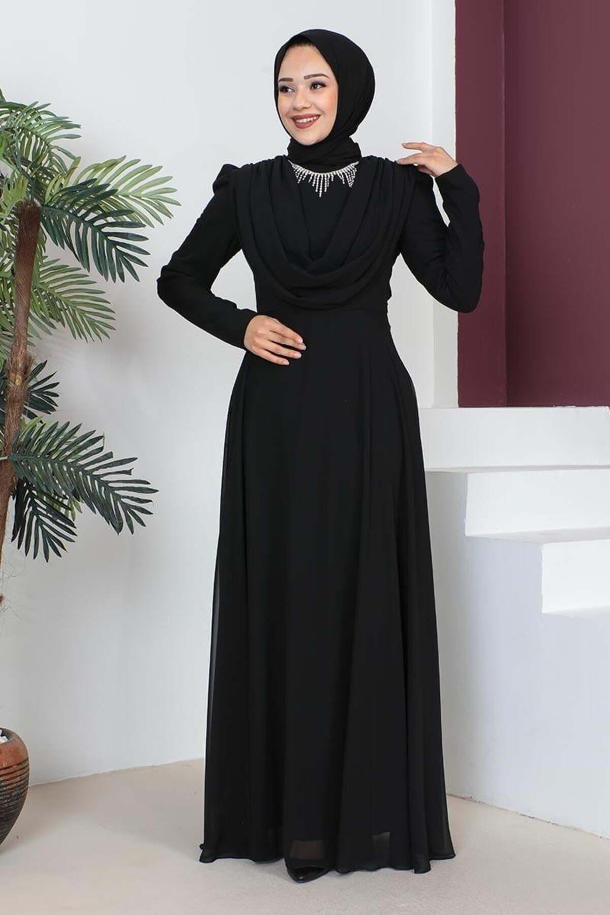 Kolyeli Tesettür Abiye