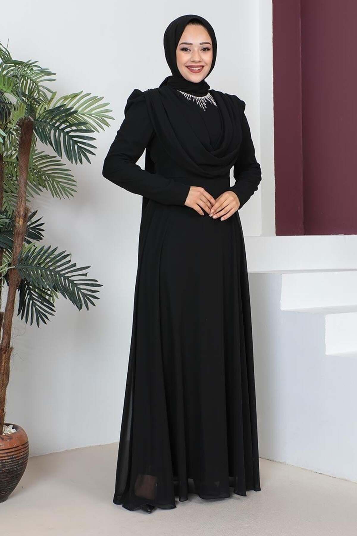 Kolyeli Tesettür Abiye