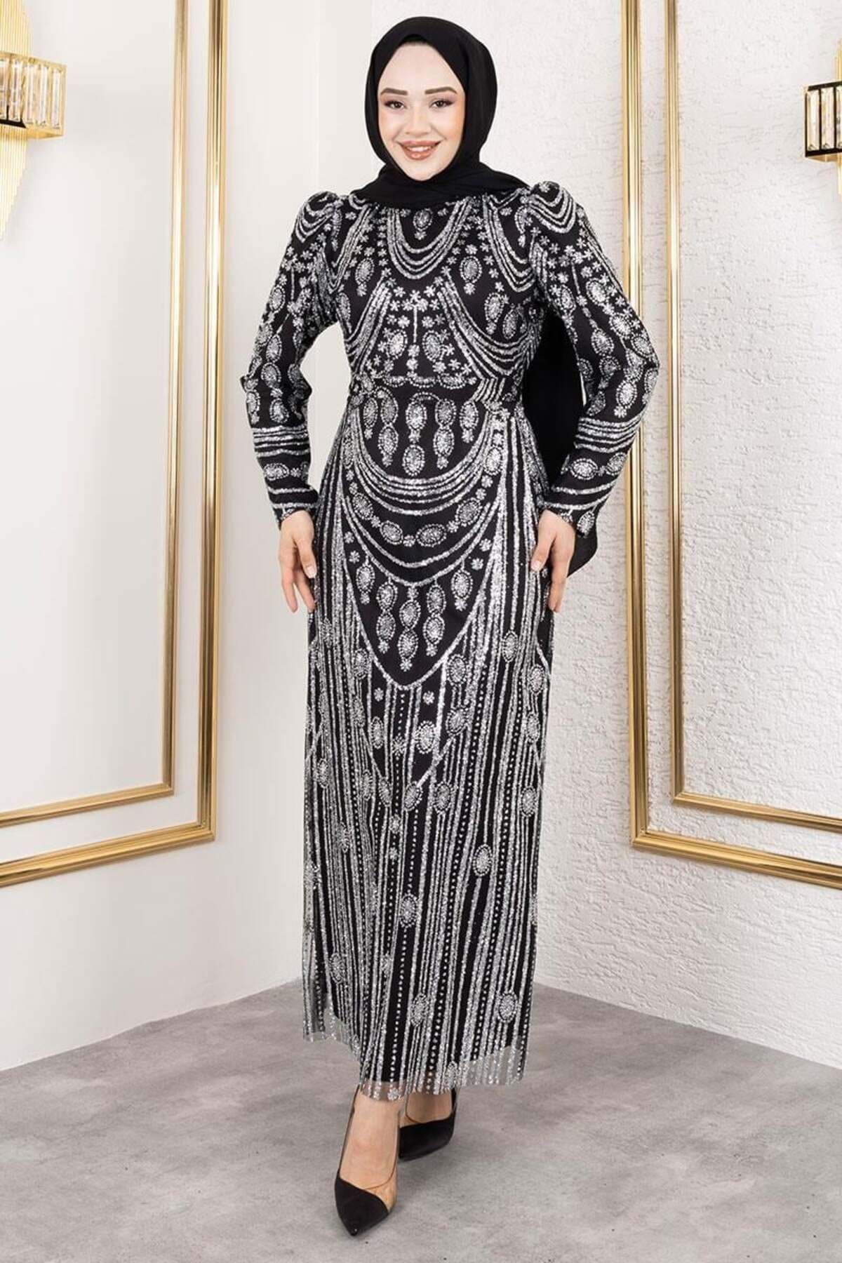 Simli İşlemeli Kalem Elbise