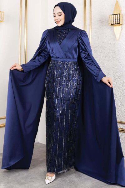 Önü Drape Detaylı Saten Abiye