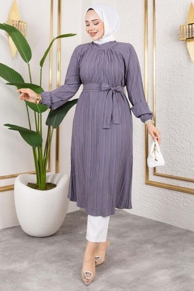 Kuşaklı Uzun Tesettür Tunik