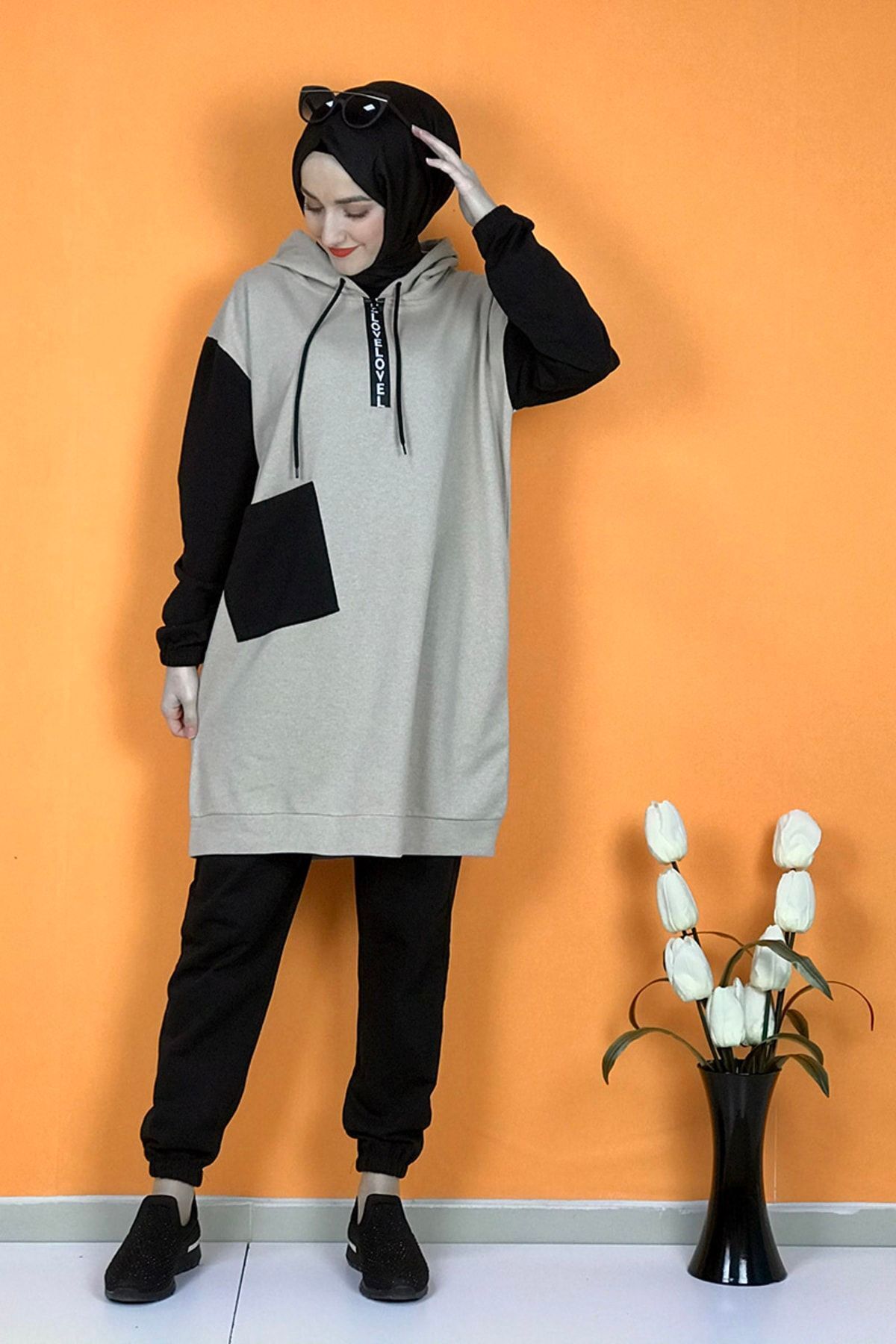 Ikili Kadın Eşofman Takım Taş siyah