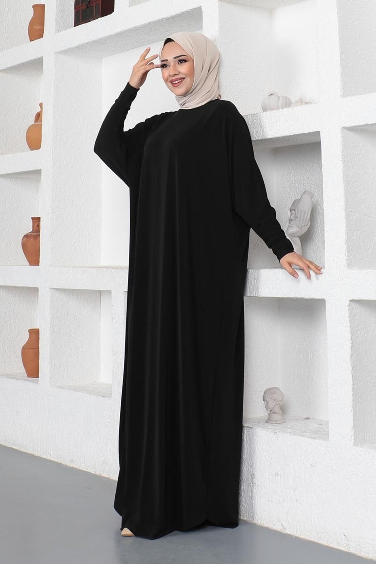 Yarasa Kol Salaş Elbise Siyah