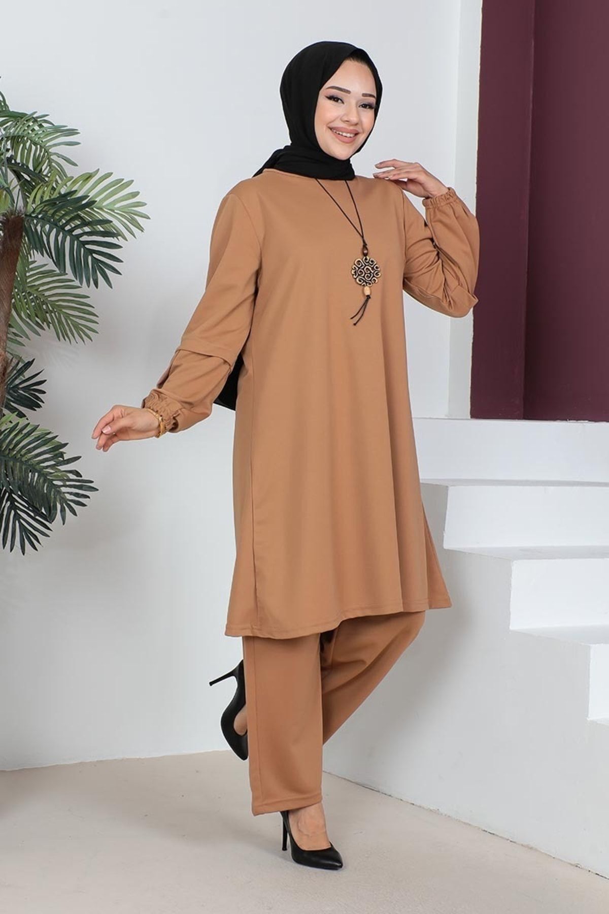 Büyük Beden Double Örme Takım Taba