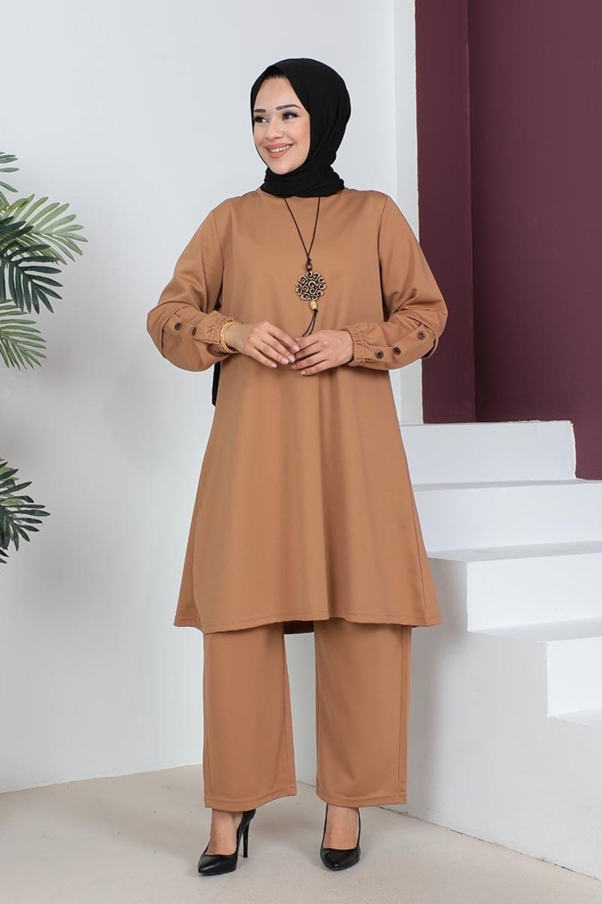 Büyük Beden Double Örme Takım Taba