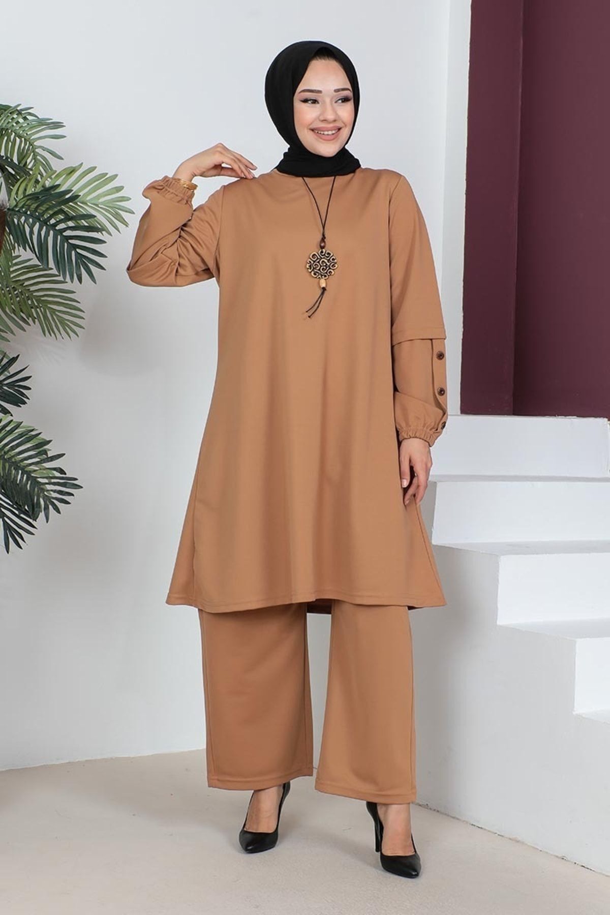 Büyük Beden Double Örme Takım Taba