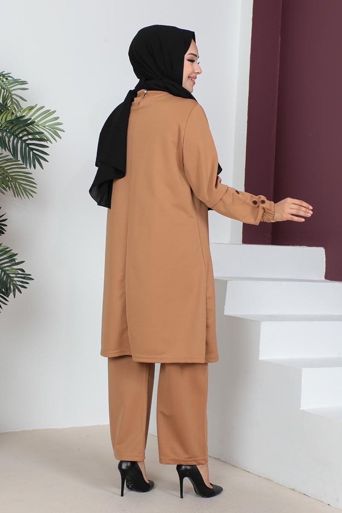 Büyük Beden Double Örme Takım Taba