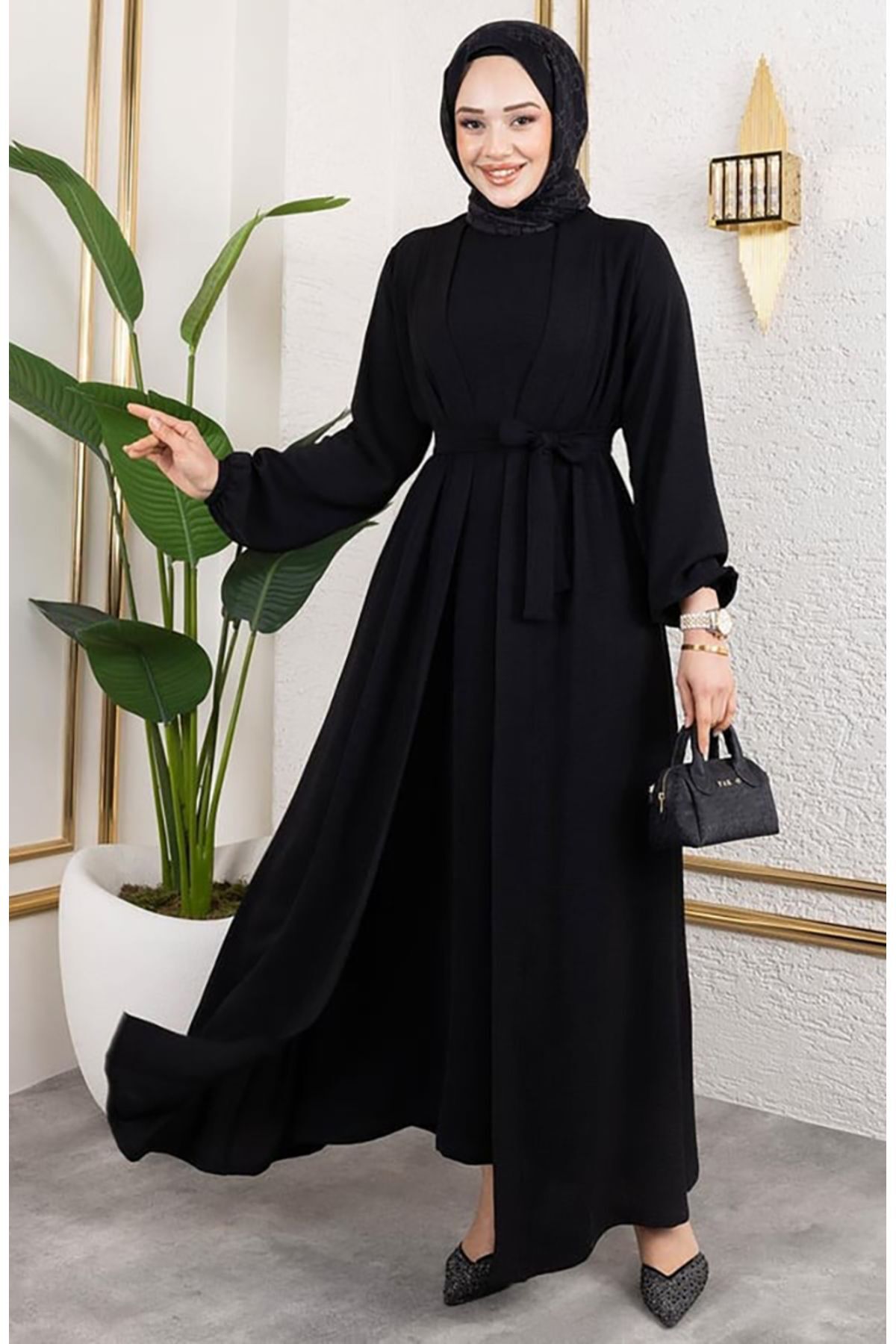 Asil Abaya Takım 0336-06 Siyah