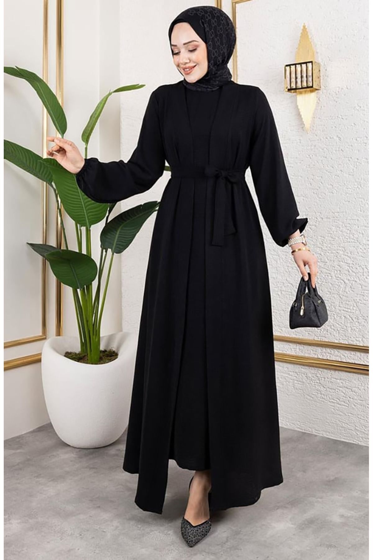 Asil Abaya Takım 0336-06 Siyah