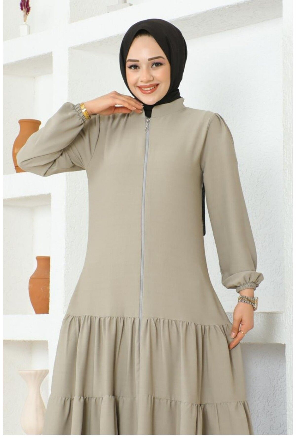 Eteği Katlı Jessica Krep Ferace 0031-05 Taş