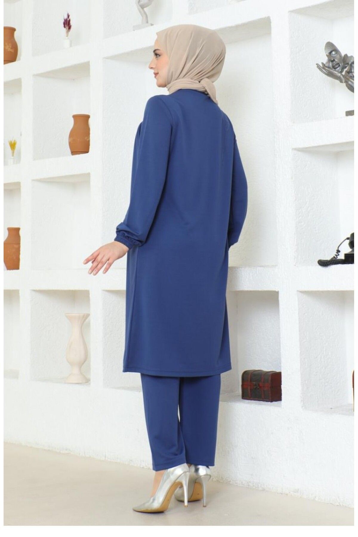Büzgülü Tesettür Takım 2061-01 İndigo