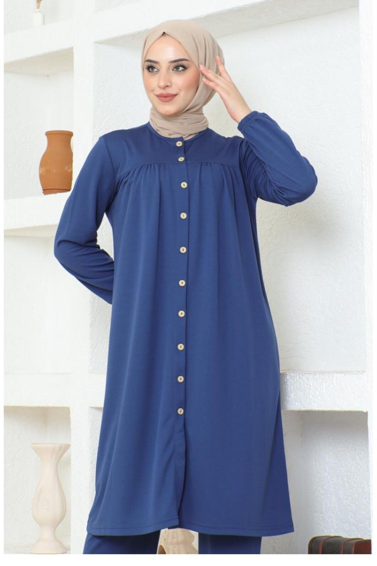 Büzgülü Tesettür Takım 2061-01 İndigo