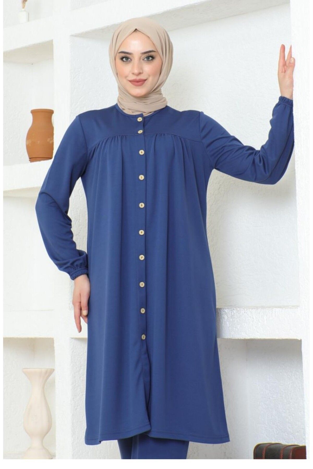 Büzgülü Tesettür Takım 2061-01 İndigo